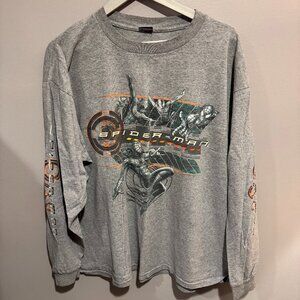 Vintage Y2K 2002 Marvel Comics Spider-Man The Movie Grey long Sleeve Shirt XL